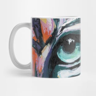 Black Water Tiger. Animal painting big eyes close up canvas art. Beautiful wild tiger head portrait painting. Mug